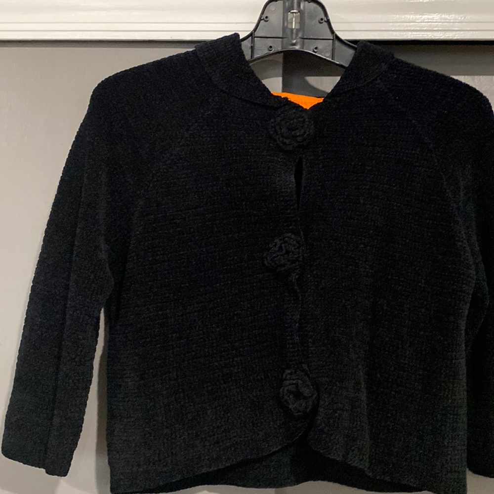 Cynthia Steffy black topper chenille like size XS